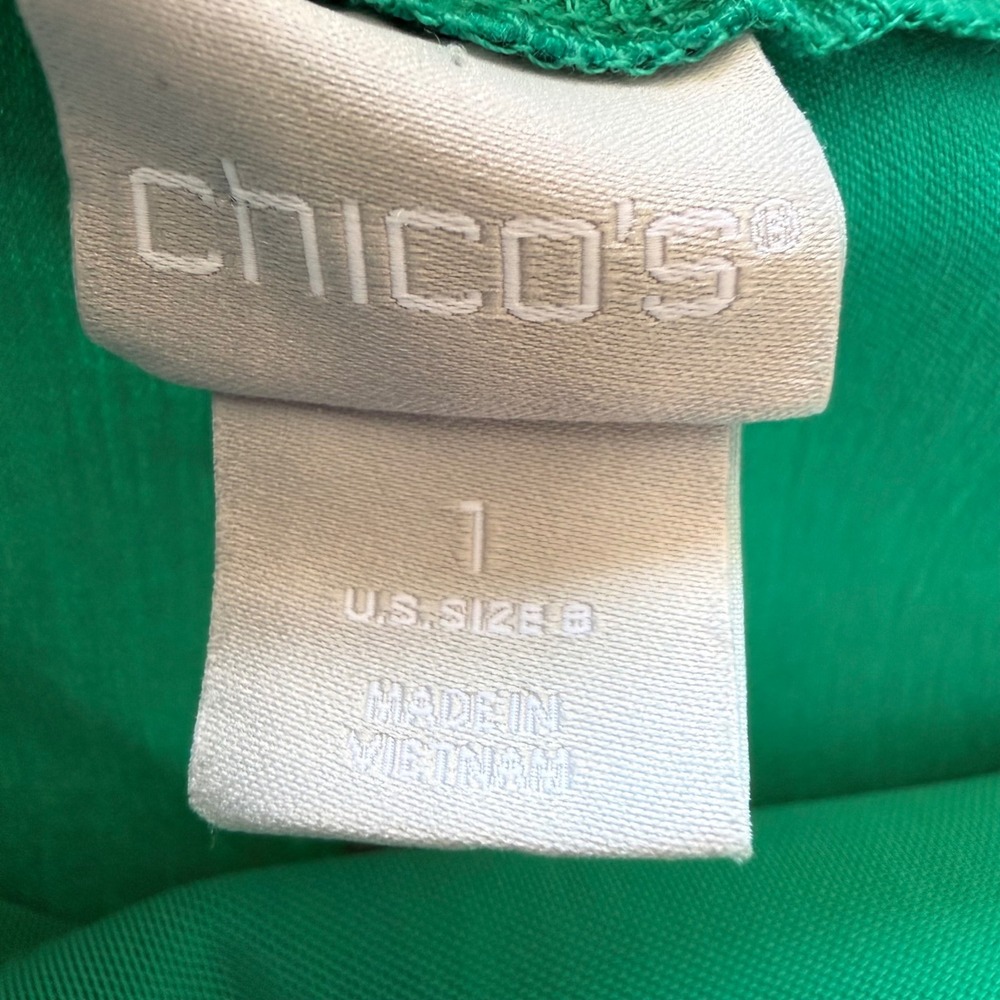 Chico's Brigitte Slim Ankle Pants Kelly Green Pull On Stretch Sz 1 US 8 Cropped - Picture 5 of 12